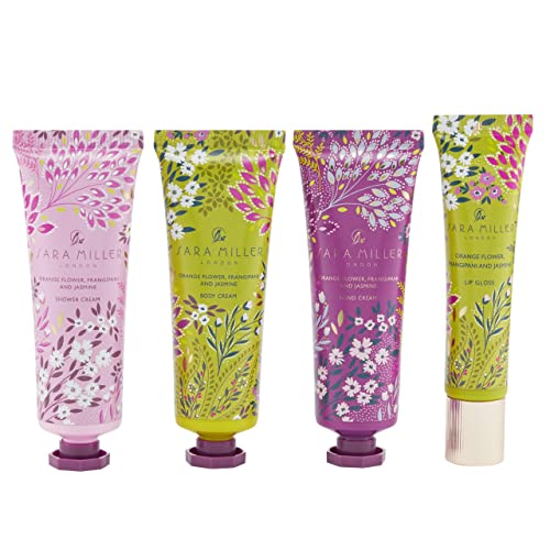 Sara Miller London Hand Cream, Body Wash and Cream x3 30ml, Lip Gloss 15ml, Passion Flower and Frangipani Scented - Image 2