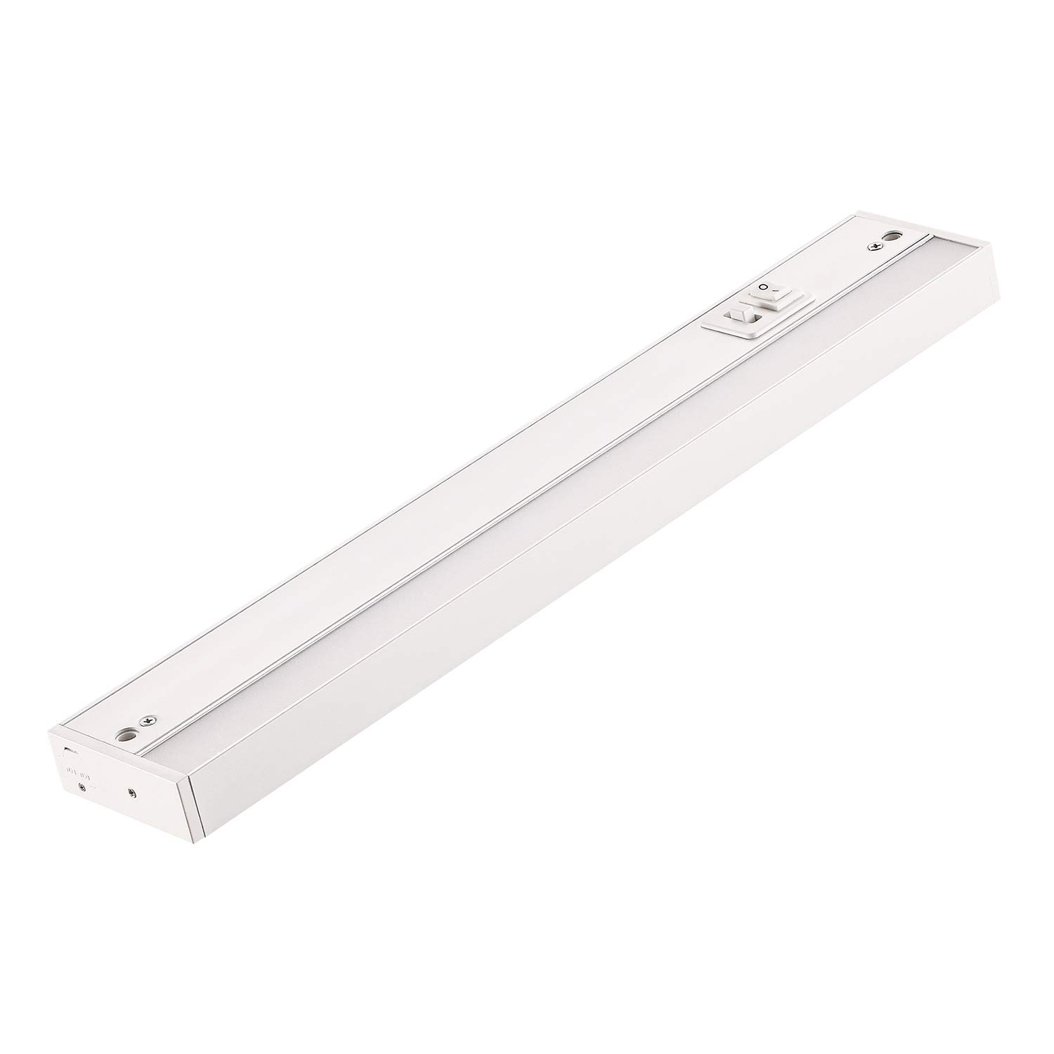 LED Under Cabinet Light, 12 inch, 8W, 485lm, Dimmable, Linkable, 3 Color Levels - 3000K/3500K/4000K, Hardwire or Plug-in, 120V, ETL Listed, White Finish