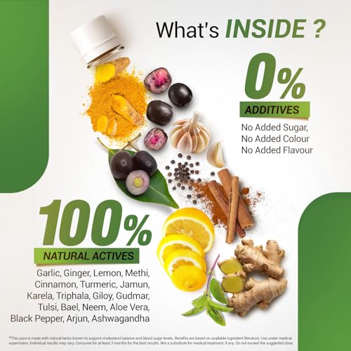 Image of Sesa 2-in-1 Ayurvedic Juice - 1L | Supports Healthy Cholesterol & Blood Sugar Levels | With Karela, Jamun, Garlic & Cinnamon | No Added Sugar