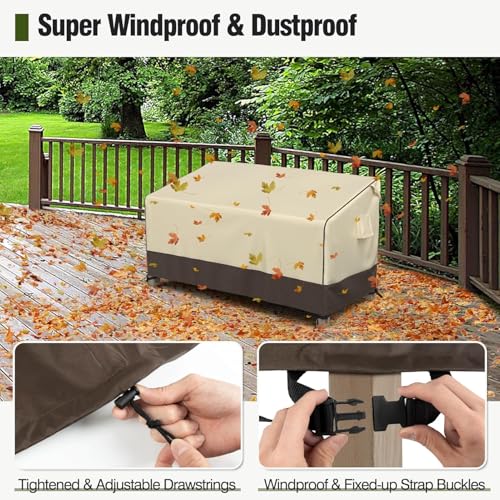 Image of MR.COVER Outdoor Couch Cover Waterproof, Patio Furniture Covers for 3-Seater Couch, Heavy Duty Patio Couch Sofa Covers, Fits up to 81 inch W x 42 inch D x 35 inch H, Moisture-Proof & UV-Protection, Brown & Khaki