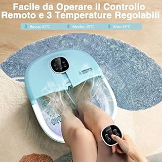 COSTWAY Pediluvio Massaggiatore Piedi Elettrico, Pediluvio Idromassaggio Plantare Pieghevole con Telecomando, 3 Temperature Regolabili, Timer, Fino al 45 (blu)