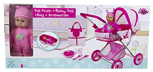 Lissi Doll Pram with 13" Baby Doll & Accessories Role Play Toy