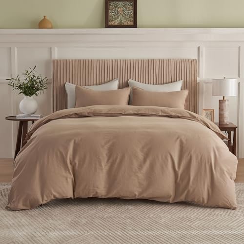 BISELINA French Linen Duvet Cover Set 3pcs with Hidden Zipper