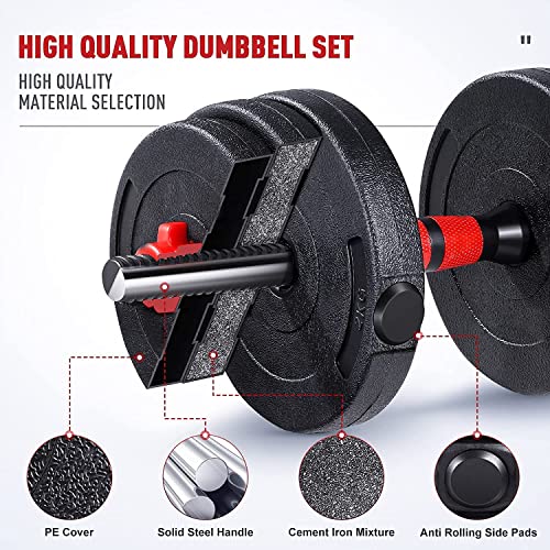 Image of FIT & FITNESS Adjustable Dumbbell and Barbell Set With Connecting Rod for Home Workout & Strength Training (10KG 3 in 1) - Alloy Steel, Black