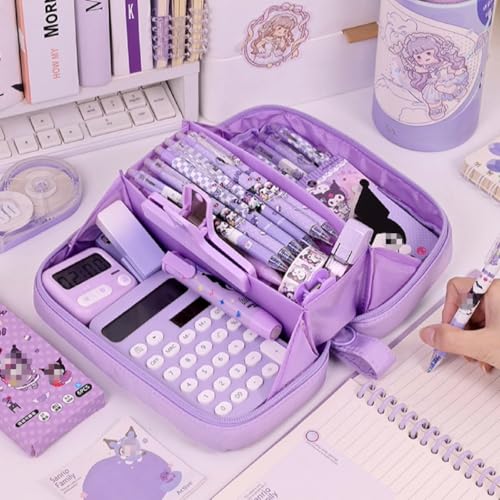 Image of FINPAC Pencil Case, Large Capacity Pen Case, Portable Durable Bag Pouch Holder Box Organize for Study, Office, or Travel, Only a bag (Purple)