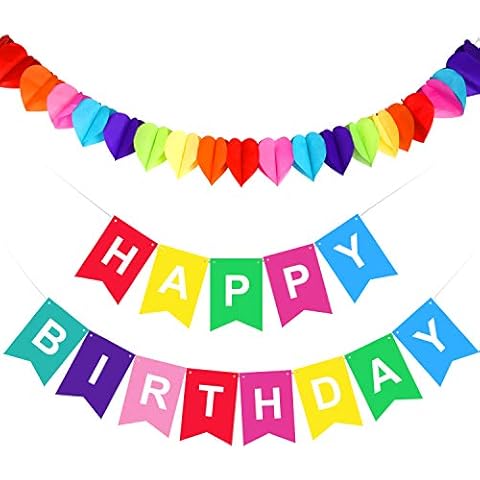 KUUQA Rainbow Birthday Banner and Garland Cover