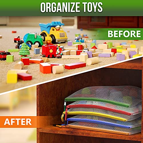 Mesh Zipper Pouch Bags A3-10 Pack Plastic Zipper Pouches For Organizing 17.7X12.6 Inch - Game Storage Bags - Puzzle Organizer Bags - Large Zipper Pouch Bag - Mesh Pouch With Zipper - Puzzle Bags #TOP3