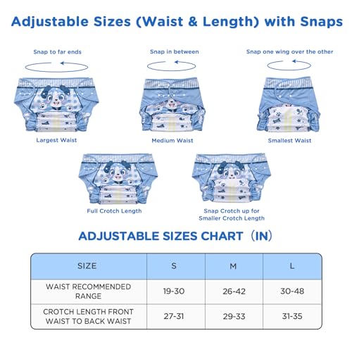 Image of Littleforbig Washable Adjustable Reusable Waterproof Cloth Adult Diaper Wrap Cover- Little Blue L