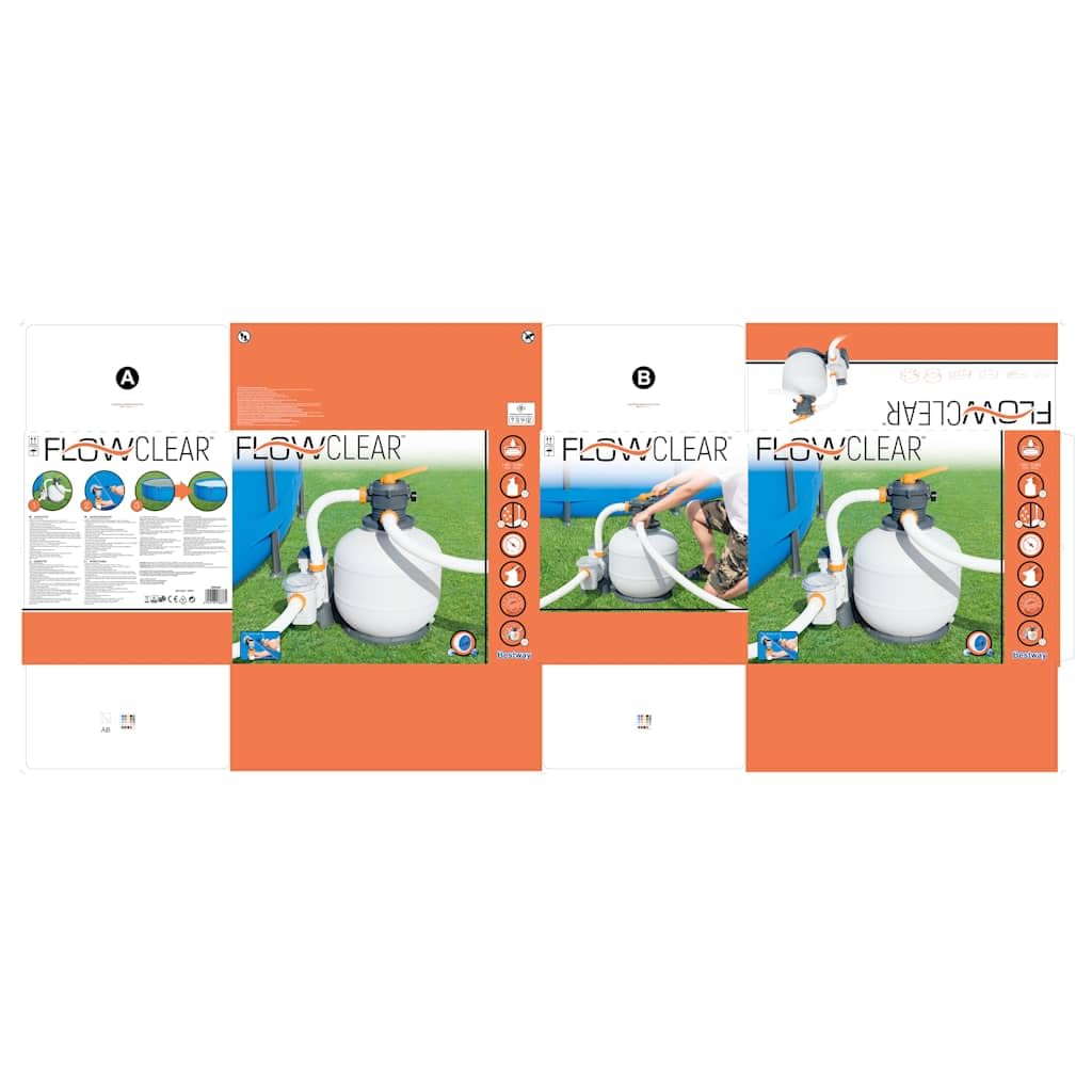 Flowclear Pompa filtro a sabbia 8327 l/h con dispenser di cloro ChemConnect, valvola a 6 posizioni e timer per piscine fuori terra