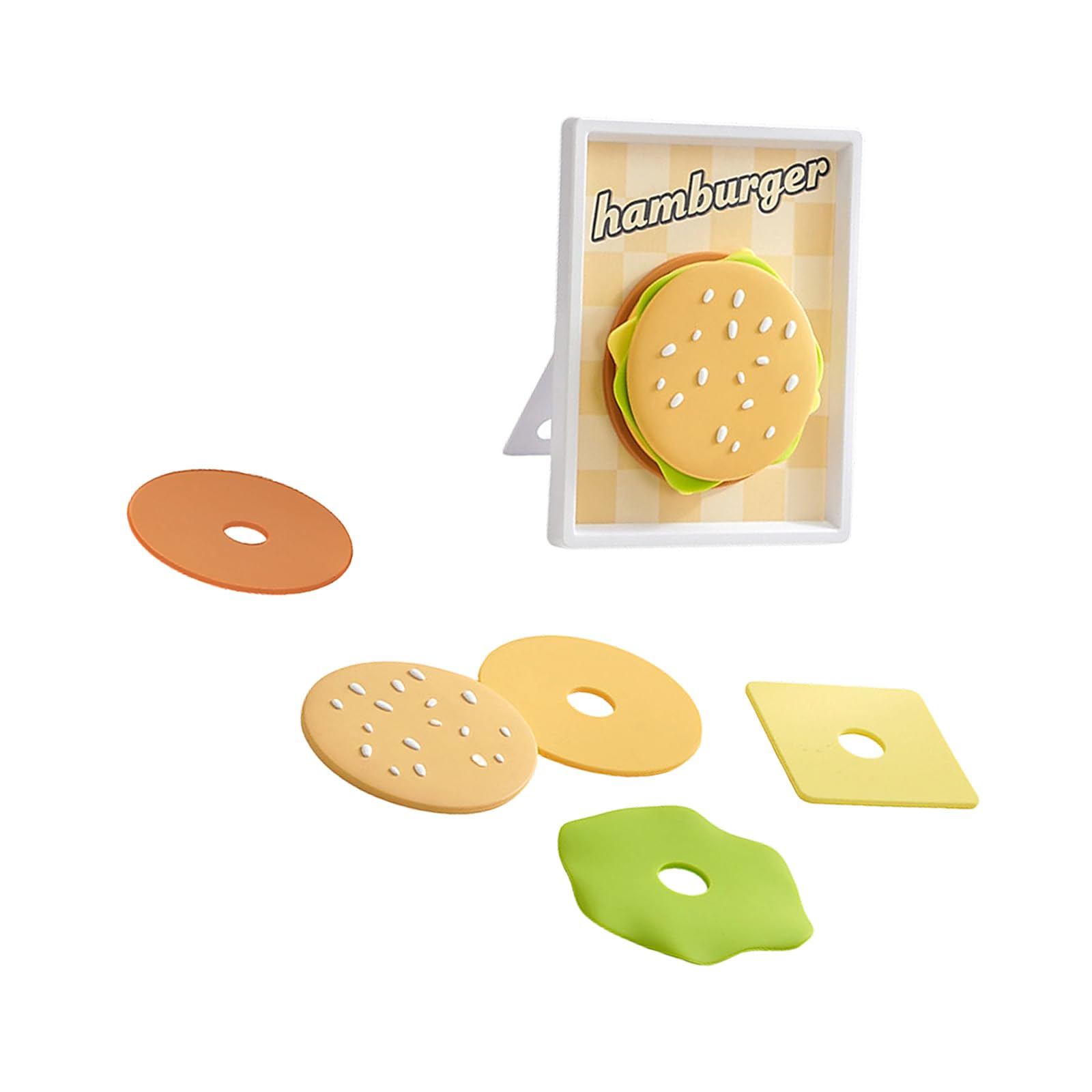APGLSXY Food Grade Silicone Heatproof Coasters with Unique Burger Shape Pots Holders Nonslip Placemat for Dining Table Multilayer Hamburger Ride
