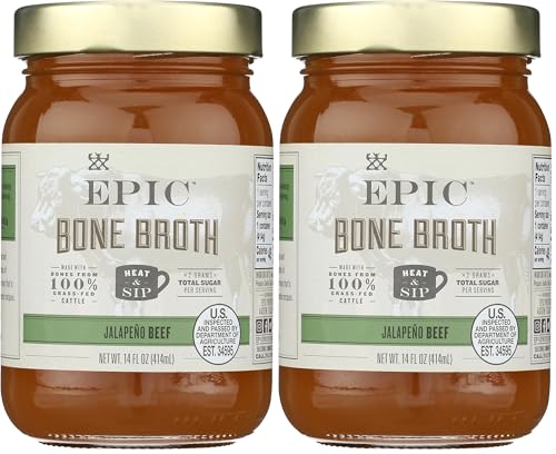 Epic Artisanal Bone Broth, Beef Jalapeno Sea Salt, 14 oz. (Pack of 2)