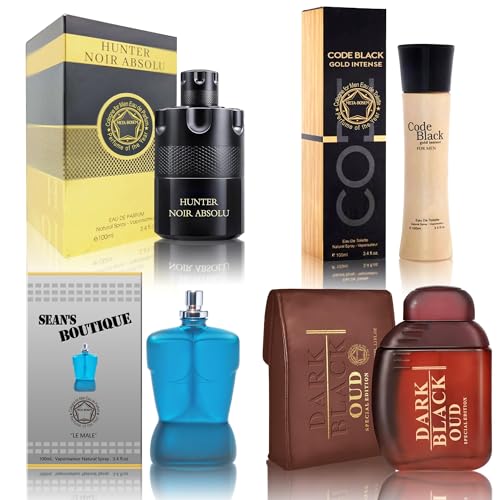 Cologne for Men Set (100ml x 4PCS Variety Pack), BCIGold, DarkOud, SeanB, Hunter Noir, Long Lasting Perfume for Men All Day Use