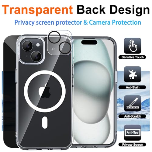 Image of for iPhone 15 Case Clear with Privacy Screen Protector