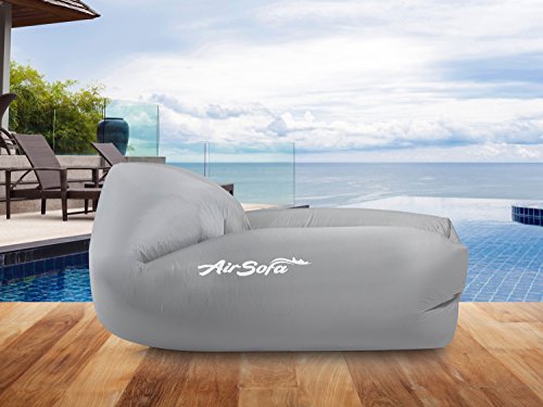 Abco Tech Inflatable Air Sofa Chair - Portable Lounger Couch & Air Hammock, Pool Float Lounge Chair - Ideal for Traveling, Camping or at Beaches – Waterproof & Lightweight – Includes Carry Bag (Gray)