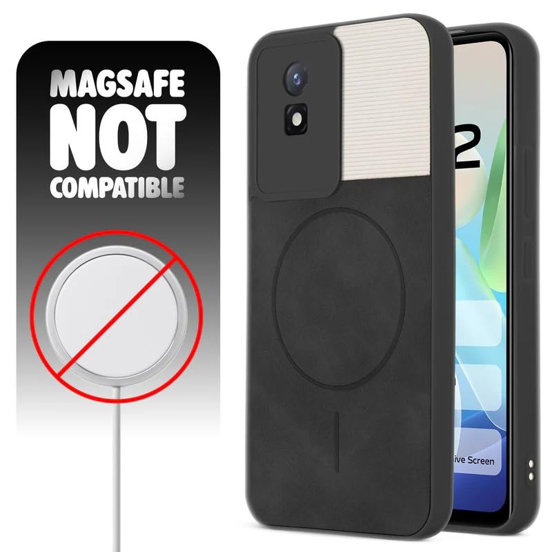 Image of Bintage case Macc-Safe Design Hard Light Weight Back Case | Soft Border Camera Protect | Dual PU Leather Finish Back Cover Compatible for Vivo Y02T / Vivo Y02 - White & Black