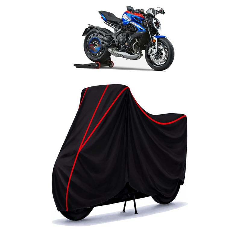 Image of MV Agusta Dragster Water Resistant Bike Cover for All Motorcycles & Rain | Heavy Duty Taffeta Fabric | UV Protection, Dustproof, Scratchproof | All Weather Two Wheeler Body Cover with Elastic Bottom