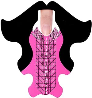 100pcs Extra Long Art Nail Extension Paper Nail Art Tips Guide Sticker French DIY Tool UV GEL Form Guide Stickers (Fish Patten Pink)