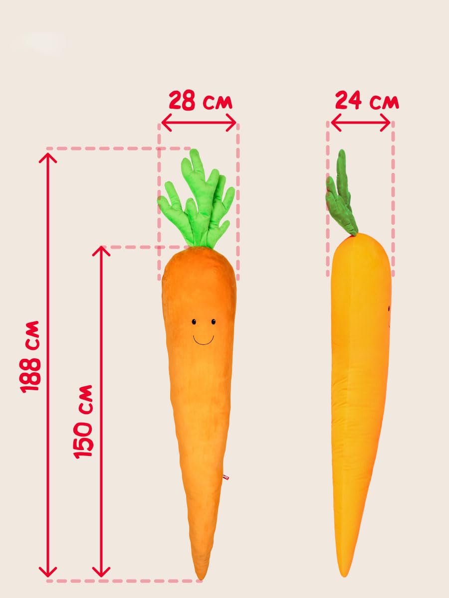 FANCY Gigantyczna Maskotka Pluszowa Marchewka 190 cm (160 cm marchewki + 30 cm naci) - Duży Pluszak XXL, Prezent dla Dzieci i Dorosłych, Marchewka Pluszowa 2 m
