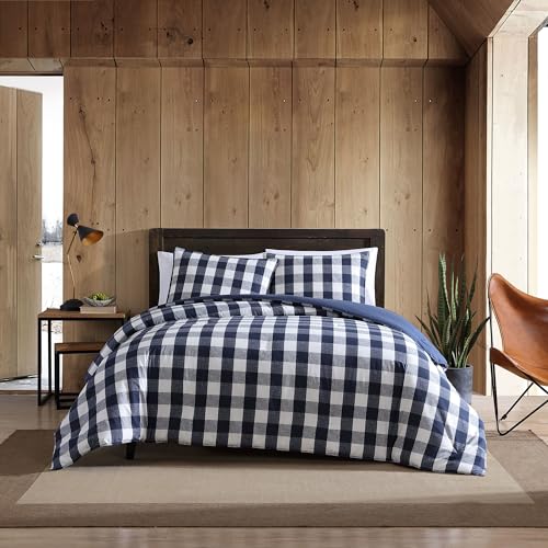 Eddie Bauer - Twin Duvet Cover Set, Reversible Bedding Set with Matching Sham, Medium-Weight, Dorm Essentials (Lakehouse Blue)