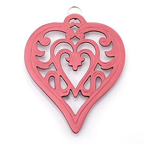 Old Dutch Royal Heart Trivet, 9.5x7.5x0.5, Red