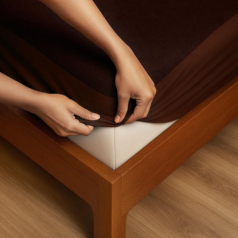 SITTELLA® 84 x 72 Inches (7x6 ft) 100% Waterproof Premium Cotton Mattress Protector, Hypoallergenic, Breathable & Ultra-Soft Fitted Bed Protector Ultra King Size- Brown-image-37
