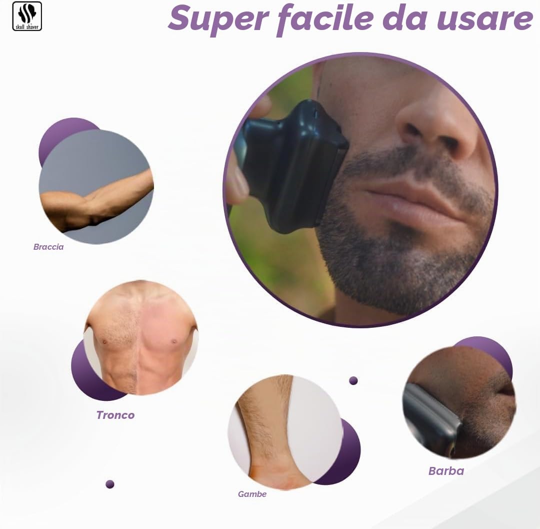 Skull Shaver One Lion PRO Rasoio per il Viso per Uomo - Rasoio Elettrico con Doppia Lamina Scalata, Argento | Rasoio Elettrico con Doppia Lamina Scalata, Per Uomo