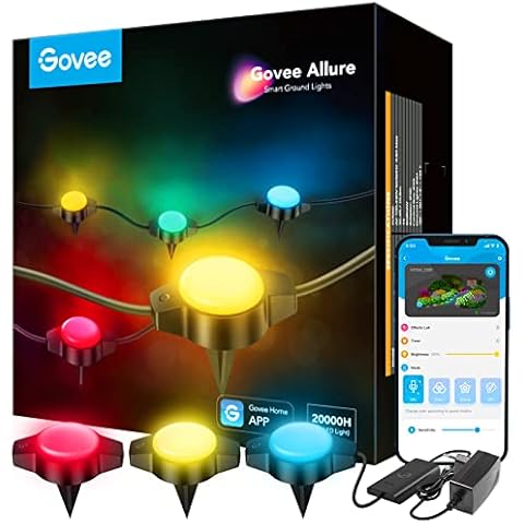 Govee Smart Bodenleuchte, 10m RGBICW WiFi Außenleuchte, IP67 wasserdichte Bodenstrahler, funktioniert mit Alexa und Google Assistant, Wegeleuchte für Außen, mehrfarbig Cover