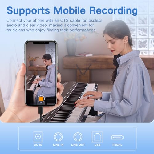 TERENCE Piano Numérique 88 Touches avec Mécanisme de Marteau Gradué 2x25W Haut-parleurs HiFi Doubles Enregistrement Vidéo Mobile Bluetooth MIDI Prise en Charge des Casques et des Haut-parleurs - Les Beatles, Paul McCartney, John Lennon, RIngo Starr, George Harrison TERENCE Piano Numérique 88 Touches avec Mécanisme de Marteau Gradué 2x25W Haut-parleurs HiFi Doubles Enregistrement Vidéo Mobile Bluetooth MIDI Prise en Charge des Casques et des Haut-parleurs – Image 7