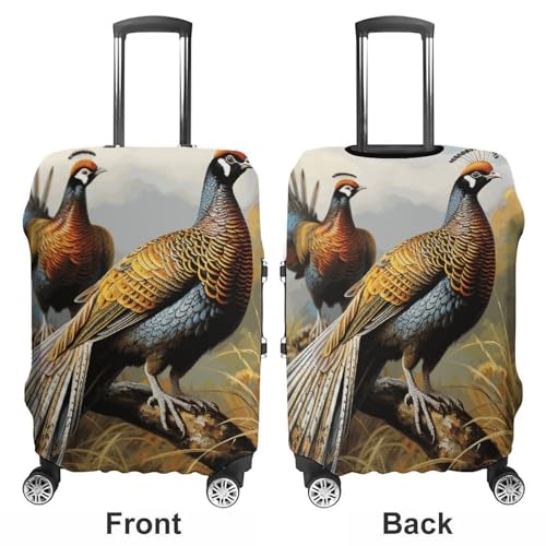Pheasants Animals Luggage Cover, Washable Elastic Suitcase Cover Protector Fit 18-32 Inch Luggage3