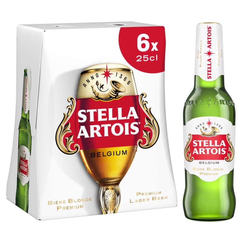 STELLA ARTOIS Belge Bière blonde 6 x 25 cl