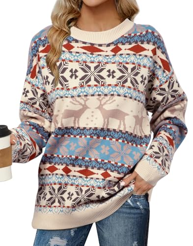 SUPEYA Santa Christmas Sweaters for Women Ugly Christmas Sweater Embroidered Santa Sweatshirt Xmas...