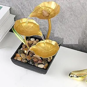 Proprestay Tabletop Water Fountain Home Decor Ornaments with Waterfall Desktop Leaf Fountains Deep Basin and Natural River Rocks. Indoor Zen Relaxation for Office Living Room Bedroom Gift