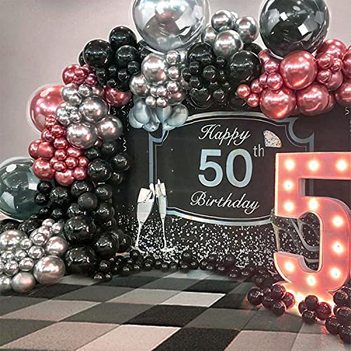 Metallic Pink Balloon Garland Arch Kit 100 Pack 18/12/10/5 Inch Latex Party Balloons Different Sizes Confetti Balloons Chrome Balloon For Birthday Engagement Wedding Girls Party Decorations #TOP2