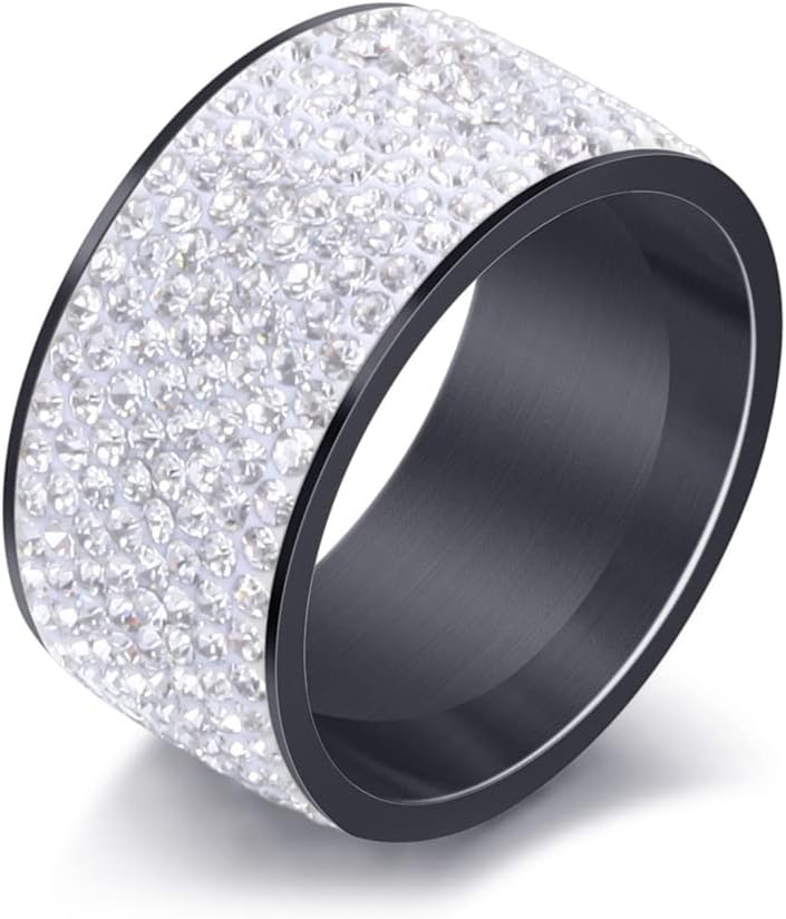 Xusamss Fashion Stainless Steel Ice Out Crystal Ring