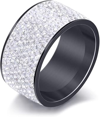Xusamss Fashion Stainless Steel Ice Out Crystal Ring