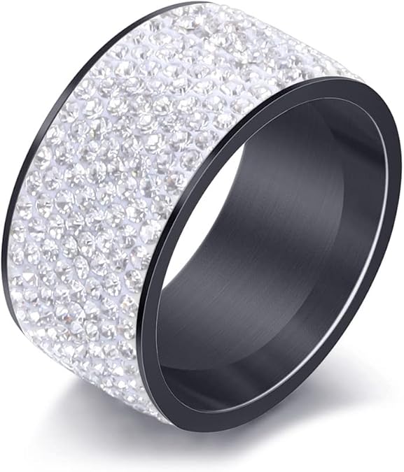 Xusamss Fashion Stainless Steel Ice Out Crystal Ring