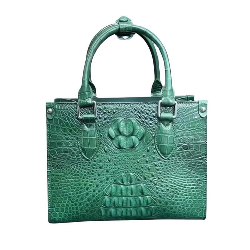 Sac à main en cuir véritable crocodile Chic Lady blanc pour femme