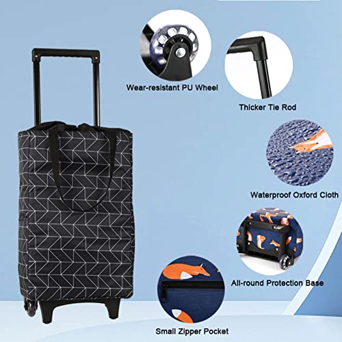 YSUEFIJO Einkaufstasche mit Rollen, Einkaufswagen Trolley Klappbar Teleskopisch Trolley-Taschen Wärmedämmung Kälteschutz… – Bild 4
