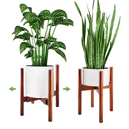 DaizySight Soporte para plantas de madera para interiores, color marrón, taburete para plantas para sala de estar, dormitorio, Coner, ancho ajustable para macetas de hasta 30 cm
