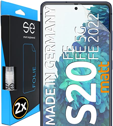 smart engineered s.e Schutzfolie Matt für Samsung Galaxy S20 FE 2022 2020 4G 4G, 2X, Full Screen, Positionierhilfe, entspiegelte Displayfolie, Alternative zu S 20 FE Schutzglas, Schutzglasfolie Cover