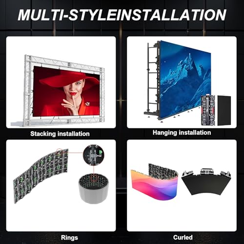 Image of P3.91 Indoor LED Display Screen with Flight Case, 3840Hz High Refresh Rate LED Video Wall Panel, Aluminum Cabinet, Easy Setup for Stage Events, Trade Shows, Conferences and Rental Use (107.64 sq.ft.)