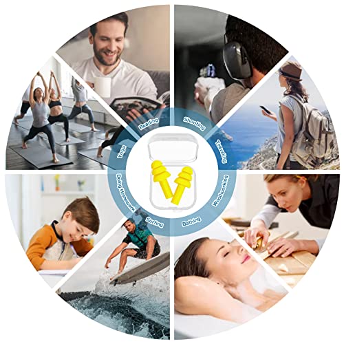 10 Pairs Swimming Earplugs Silicone Noise Cancelling Ear Plugs Reusable Waterproof Earplugs With Case For Swimming And Sleeping, 10 Assorted Colors #TOP5