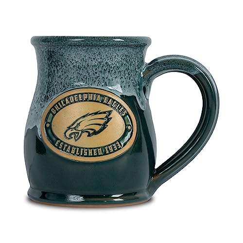 Greater Distance NFL Football Philadelphia Eagles 14 oz Two-Tone Tall Belly Mug, Handmade Large Ceramic Coffee Mug With Team Logo for True Fans, Premium Deneen Pottery Made in USA