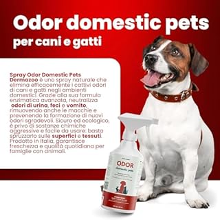 Dermazoo Spray Detergente Enzimatico Urina Gatto e Cane 750ml Elimina Odori Animali Domestici per Neutralizzare e Togliere Odore Pipì Gatto Divano e Tessuti e per Pulizia Materasso da Pipi