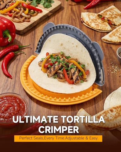 Image of 4-in-1 Tortilla Sealer Press, Tortilla Crimper Maker for 4 inch, 6 inch, 8 inch, 10 inch Wraps, Detachable Shark Tooth Design, BPA-Free, Dishwasher Safe, Suitable for Making Sealed Quesadilla, Taco, Burrito, Dumpling