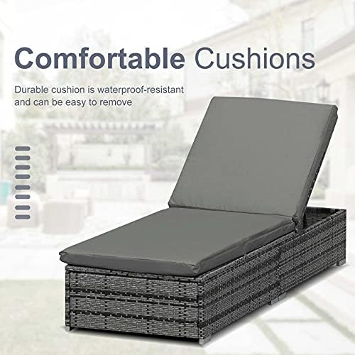 Outsunny Rattan Sun Lounger Adjustable Garden Furniture Recliner Bed Chair Reclining Patio Wicker Grey