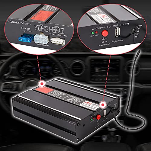 Smallfatw Police Siren 20 Tones 130 Db 200 Watt, Dual 20A Auxiliary Switch, Wireless Remote Usb Rechargeable 15M Control Range, Car Pa System Speaker Horn, Emergency Siren For Car Truck Vehicles #TOP4