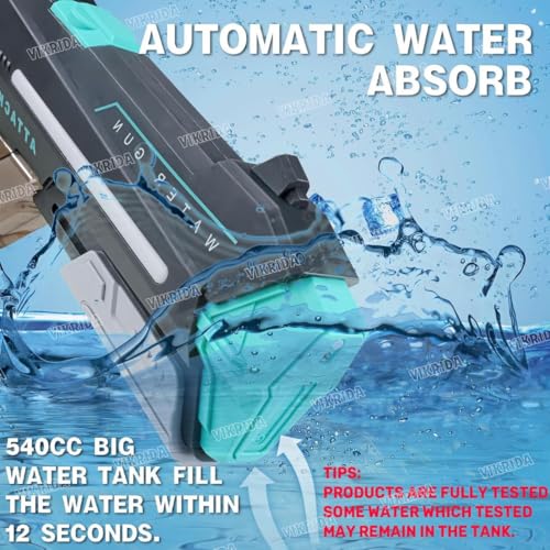 Image of VikriDA 2 in 1 (Manual /Automatic) Electric Water Gun for Holi with Free Extra Rechargeable Battery, Auto Suction Water, Water Guns for Adults, Automatic Water Gun with Lights & 32FT Range -Multicolor