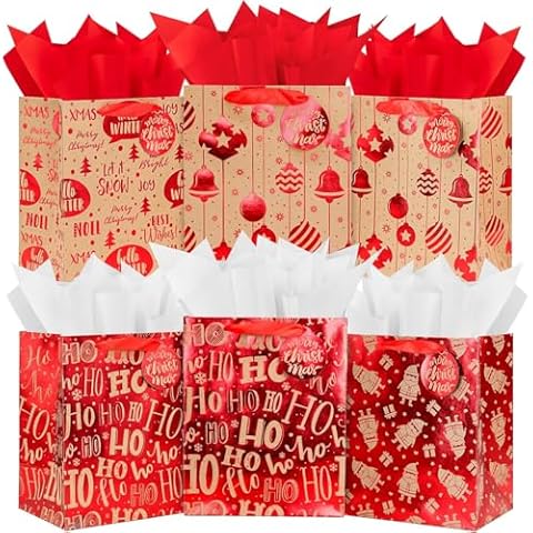 KAHEIGN 12Pcs Christmas Gift Bags Set Cover