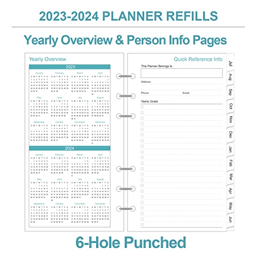 20232024 Planner Refills, 2023 Weekly & Monthly Planner Refills For A6 Binder